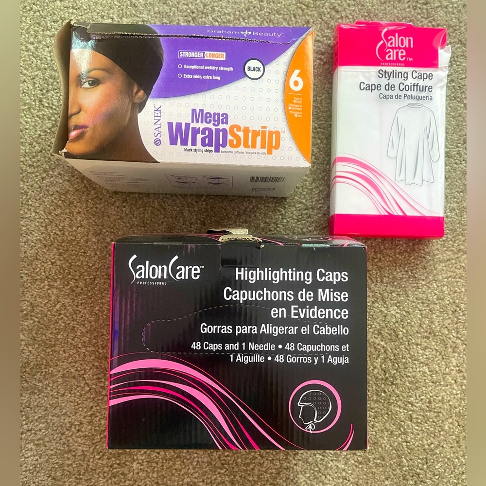 Graham Beauty Sanek Mega Wrap Black Strip, 48 Highlighting Caps & Styling Cape